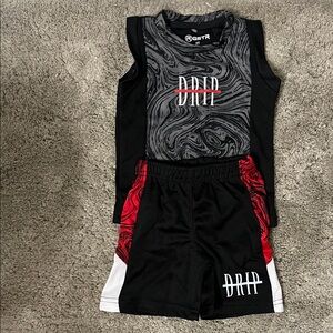 DRIP Kids Black & Red Matching Athletic Set